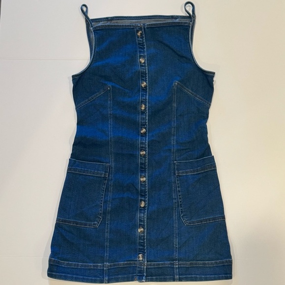 NWT Anthropologie Maeve High Square Neck Button Front Denim Mini Dress Sz large - Picture 4 of 14